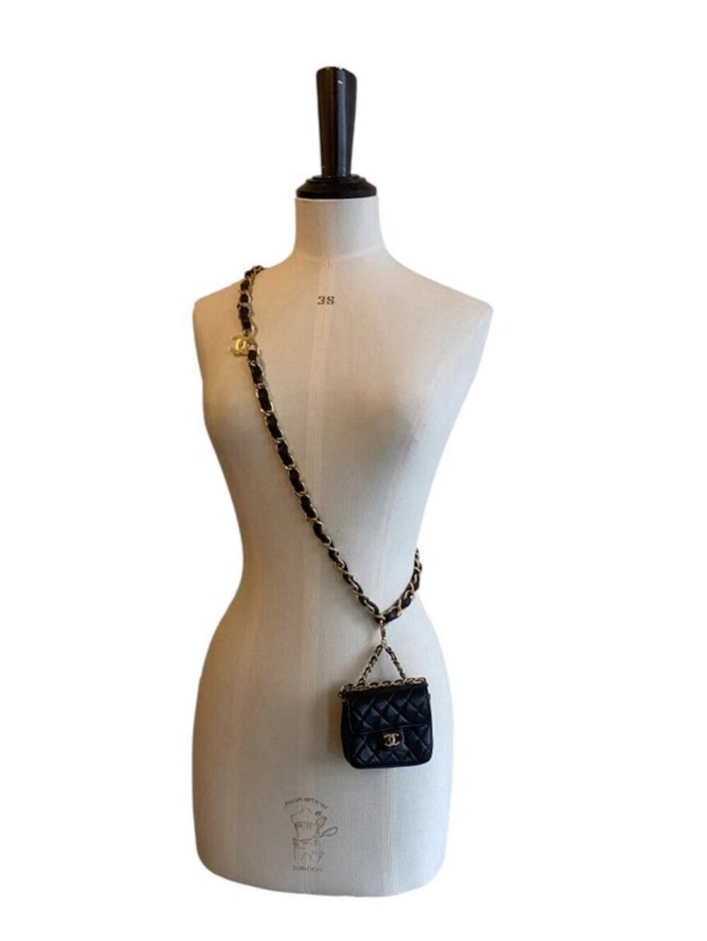 Chanel Vintage Gold Chain Belt Micro Bag & CC Charm One Size - Picture 2 of 12